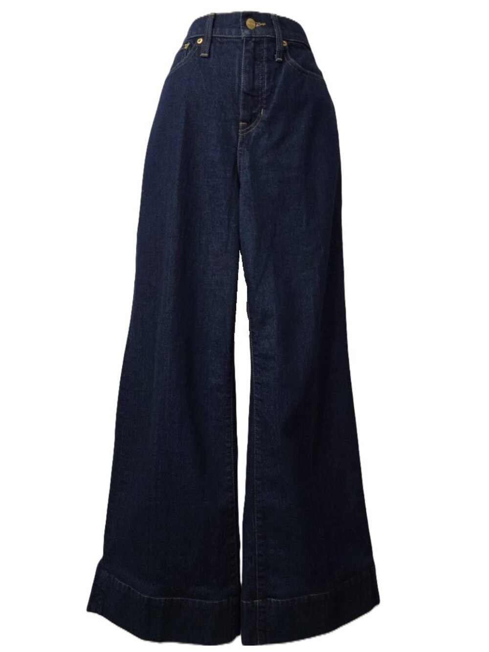 J Crew 96 Trouser Jeans 2 26 High Rise Wide Cuff Flare Dark Wash Denim RE-96-IDG